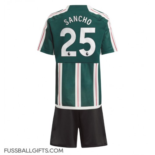 Manchester United Jadon Sancho #25 Fußballbekleidung Auswärtstrikot Kinder 2023-24 Kurzarm (+ kurze hosen)